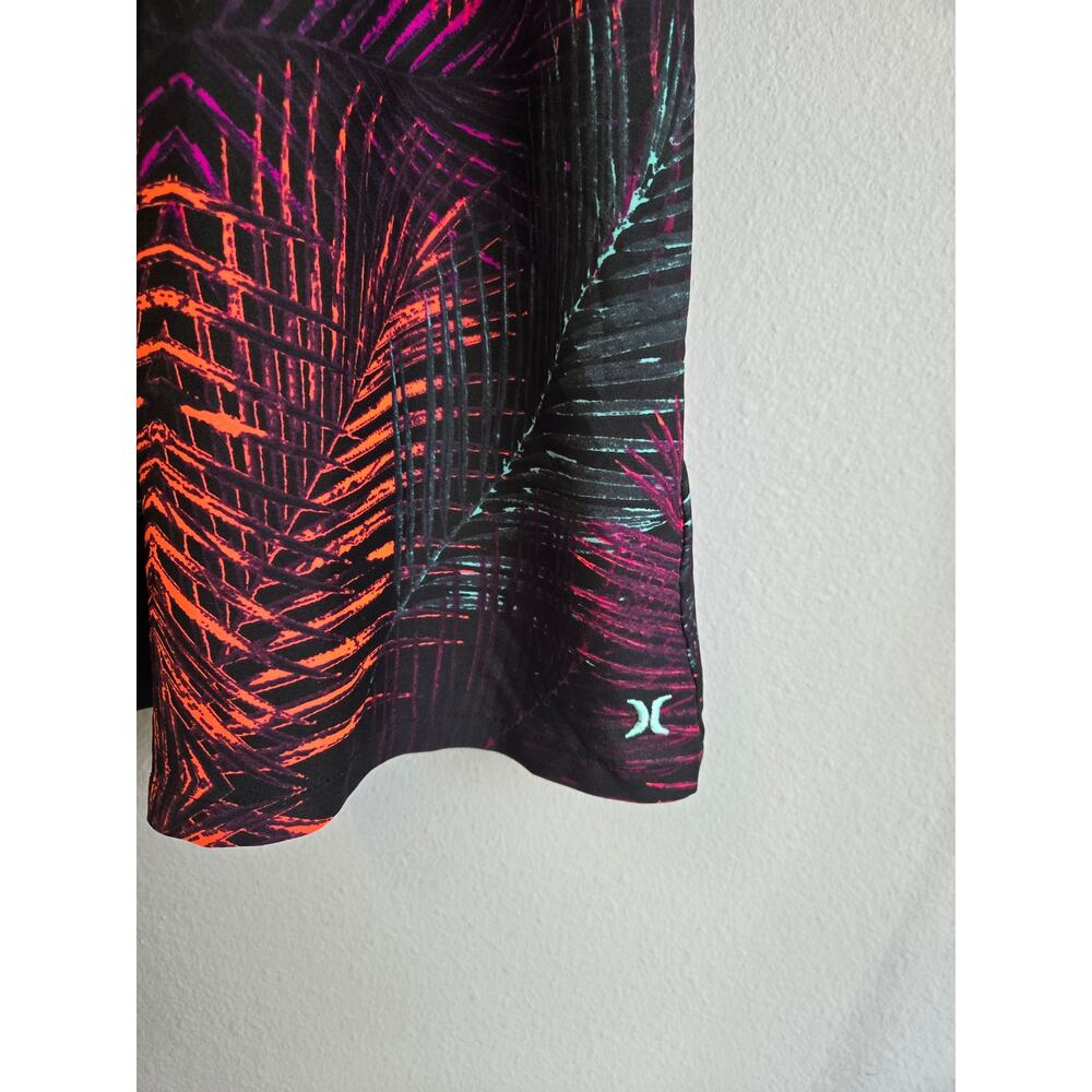 Hurley Tropical Palm Leaf Print Smocked Mini Sundress Casual Skater Size XS - Picture 3 of 8